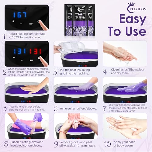 Paraffin Wax Refills-10 Pack Lavender Scented Paraffin Wax for Hand and Feet, Parrafin Wax Bath Blocks for Wax Machine, Relieves Muscle Fatigue, Deeply Hydrates, Moisturizes and Nourishes