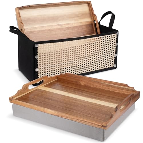 Acacia Wood Lap Desk with Cushion & Accessories - 17" x 13.2"