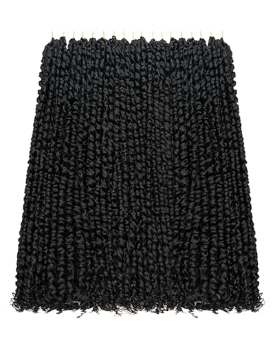 Pre-Looped Passion Twist Crochet Hair Extensions 20 Inch - 8 Packs, Natural Black, Easy Install