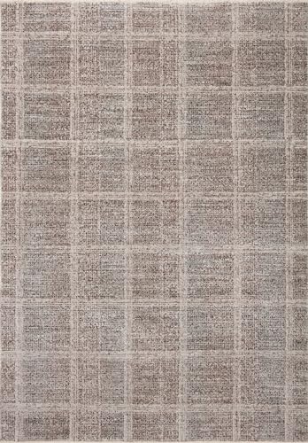 Loloi Ember Rose Area Rug - Fog / Dove / 5'3" x 7'6" Flatweave Neutral Plaid