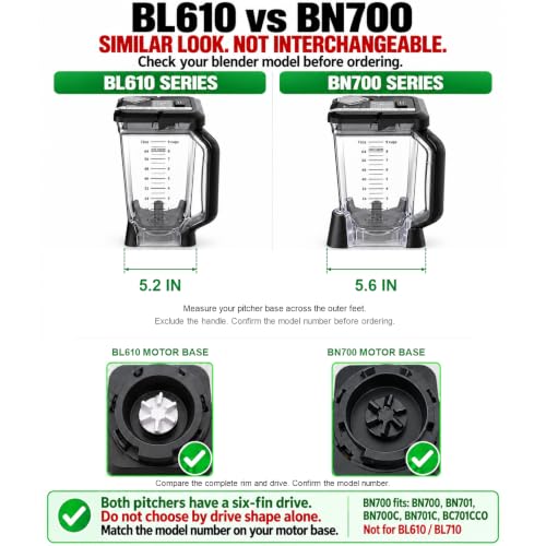 Ninja Blender Replacement Pitcher with Locking Lid - 72oz, Series BL610 BL710