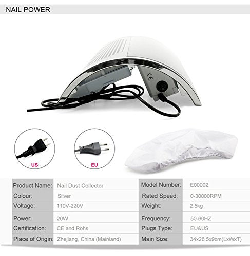 3 Fans Nail Dust Collector 30000RPM for Acrylic Nails - Dust-Free Nail Art