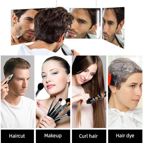 White LED 3-Way Mirror for Back of Head & Hair Braiding with Telescoping Hooks