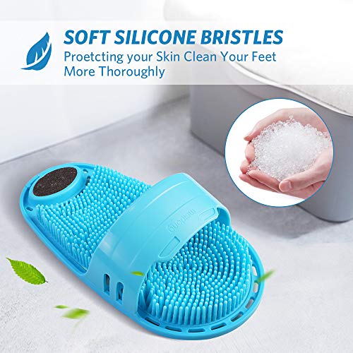 Silicone Shower Foot Scrubber Personal Foot Massage and Cleaning, Non-Slip Foot Scrubber for Men and Women (1PCS Blue)