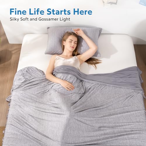 HOMFINE Cooling Blanket Queen 90x90 Grey for Hot Sleepers, Double-Sided Nano Fiber