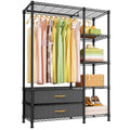 Black Heavy Duty Freestanding Clothes Rack with Fabric Drawers - Adjustable & Portable, 72 Inch Height