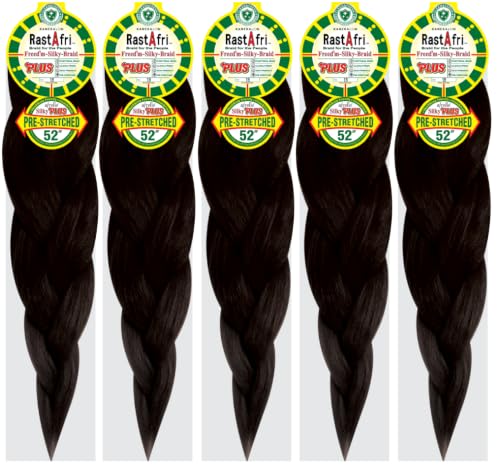 Off Black Silky Braiding Hair 24” Pre-Stretched 5 Pack - Natural Look & Easy to Install