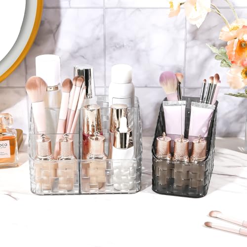 Acrylic Makeup Brush Holder Organizer with 4 Slots - Clear L Variation