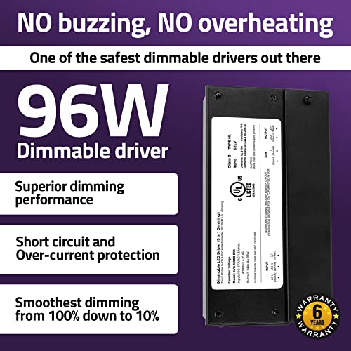 Dimmable LED Driver 24V 96W - Smooth Flicker-Free Lighting - Compatible with Lutron & Leviton Switches