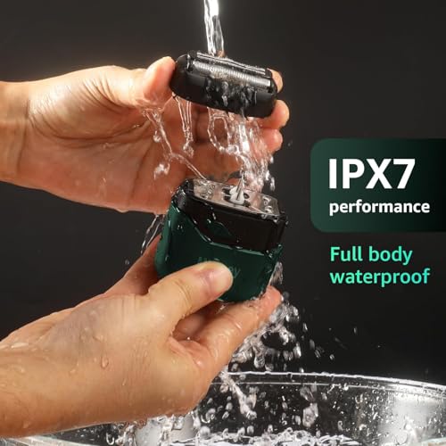 Electric Foil Shaver for Men IPX7 Waterproof - Emerald Green