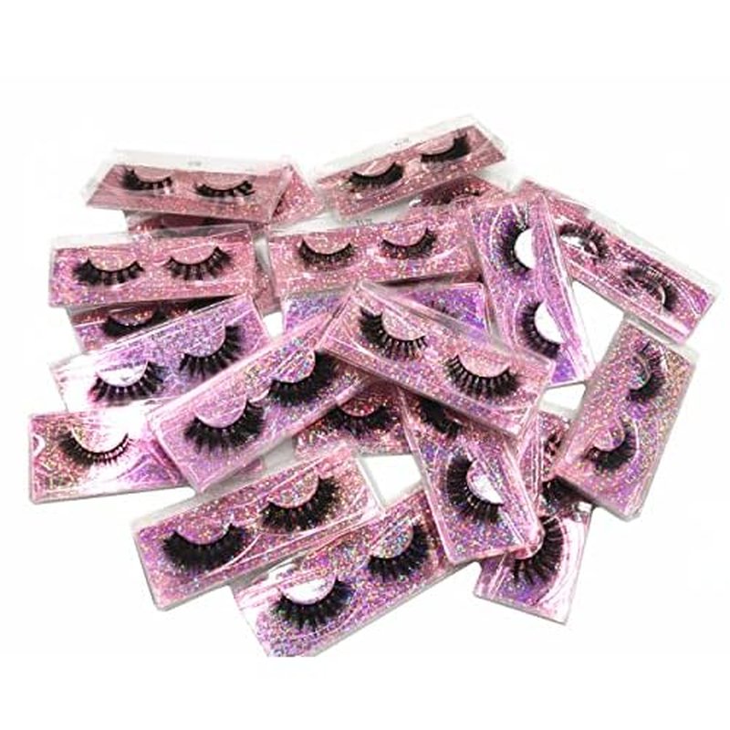 50 Pairs Faux Mink Eyelashes Wholesale Lashes Pack, Lashes Natural Look 16mm-20mm False Eyelashes Pink