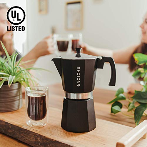 GROSCHE Milano 12-Cup Stovetop Espresso Maker Moka Pot, Black