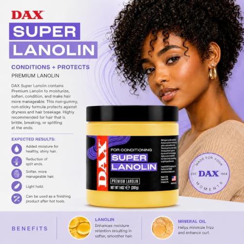 DAX Super Lanolin Hair Conditioning Treatment - 14 Oz, Pack of 2 - Moisturizing Fragrance-Free Hair Mask