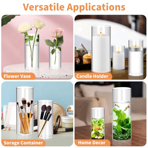48Pcs Glass Cylinder Vases Set - 4,6,8,10 Inch for Centerpieces & Decor - High Borosilicate, Durable & Multi-Use