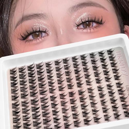 Pre Glued Eyelashes Clusters With Invisible Tape Manga Glueless Lashes Self Adhesive 10-16mm D Curl Lash Clusters Strong Hold Press On Lashes Last 24 Hours Reusable Lashes Natural With Cotton Swab