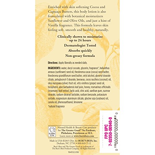 Burt's Bees Cocoa & Cupuacu Body Lotion for Dry Skin 2-Pack