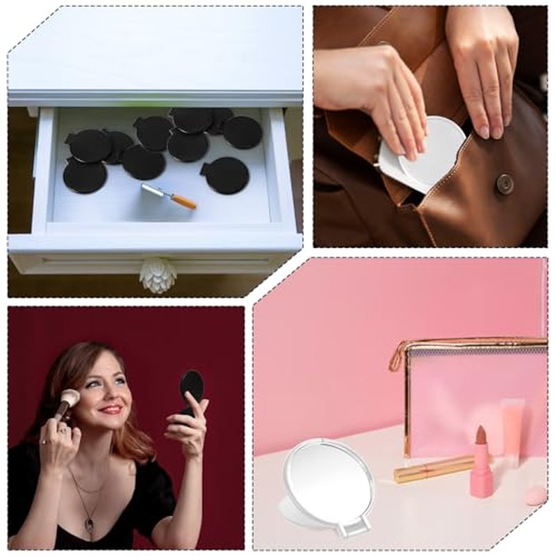 100 Pcs Round Compact Mirrors for Purse Mini Folding Mirrors Portable Pocket Mirror Travel Makeup Small Mirror for Women Daily Use (Black and White)