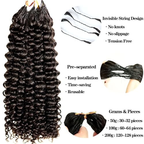 Youleas 14 Inch Pre-Separated Human Hair Curly Crochet Extensions 50g Reusable Knotless Braiding Hair