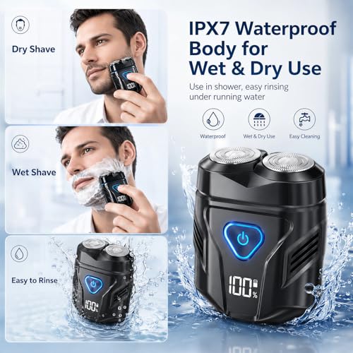 Mini Dual-Head Electric Shaver for Men - Waterproof USB Rechargeable, Black