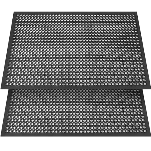36 x 60 Inch Anti-Fatigue Rubber Floor Mat 2 Pack for Restaurant Kitchen & Garage