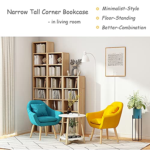 IOTXY Small Narrow Corner Bookcase - 71 Inch Tall White Storage Cabinet, 8 Cubes without Door
