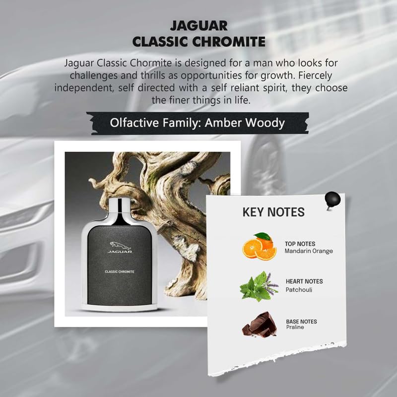 Jaguar Classic Chromite Men EDT Spray 3.4 oz - Long Lasting Fragrance