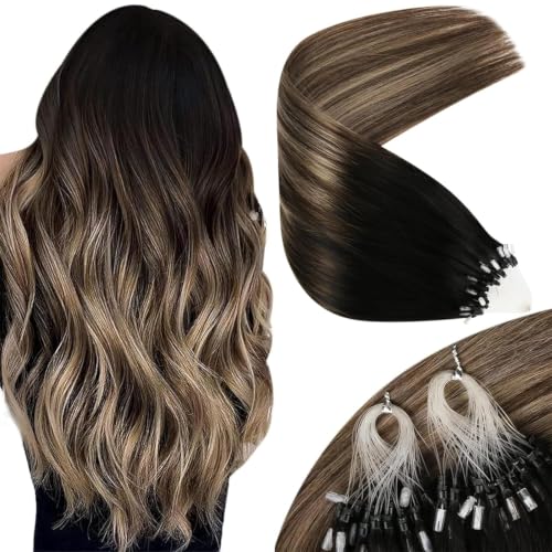 Micro Link Hair Extensions 14 Inch Human Hair No Heat Bead Weft Natural Remy