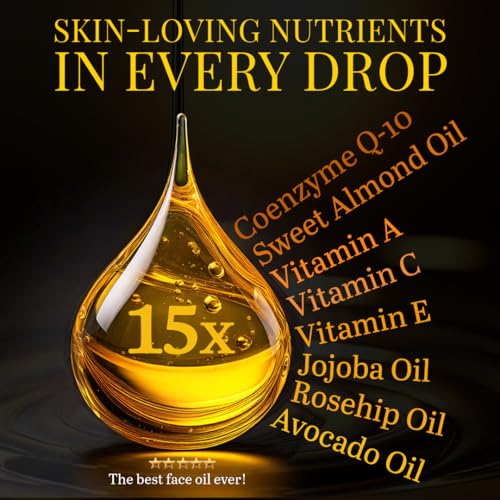 Q-10 Face Oil with CoQ10, Vitamin C & E – 15-in-1 Anti-Aging Hydrating Oil for Radiant Skin