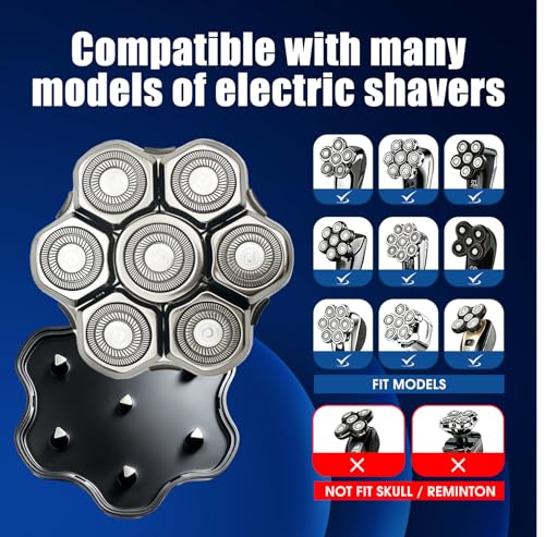 Silver 2-Pack Magnetic 7D Shaver Head Replacement for Bald Men and Head Shavers