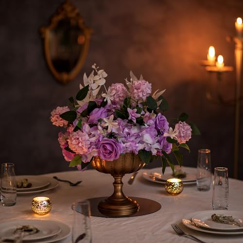 Gold Urn Vase for Wedding & Events - 10Pcs Distressed Compote Centerpieces (Variation: Gold / 10Pcs)