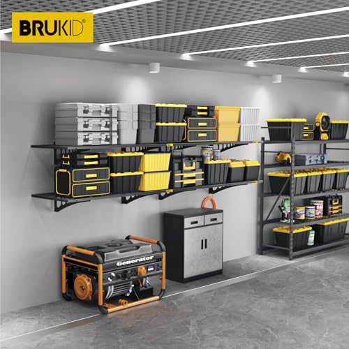 64x4ft Adjustable Wall Garage Storage Shelf Set - 4 Pack Black