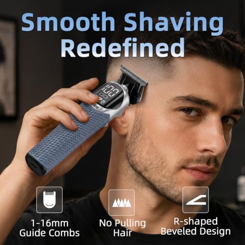 Blue 6-in-1 Men's Beard Trimmer & Electric Shaver Set - Hair Nose & Body Grooming