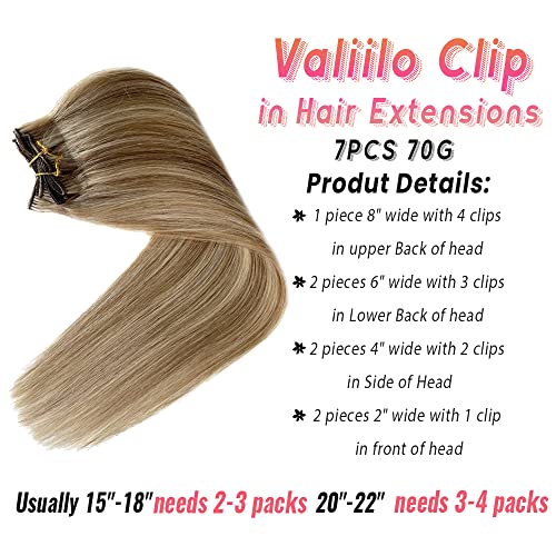 Valiilo 16 Inch Blonde Highlight Remy Clip-In Hair Extensions - Seamless 7-Piece Set