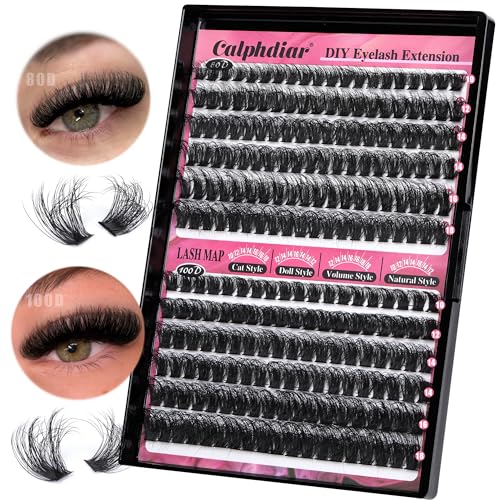 Calphdiar Lash Clusters 80D+100D Thick Eyelash Clusters D-curly Cluster Eyelash?Extensions Russian Cluster Lashes Wispy Lashes Clusters 234pcs False Mink Eyelashes 10-18mm DIY Lash Extension
