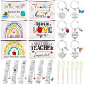 6Sets Teacher Appreciation Gift End of School Year Teacher Gifts Best Teachers-s Multifunctional Makeup Bag Teachers Canvas Pencil Bag With Keychain Bookmarks,Graduation Thank You Gift