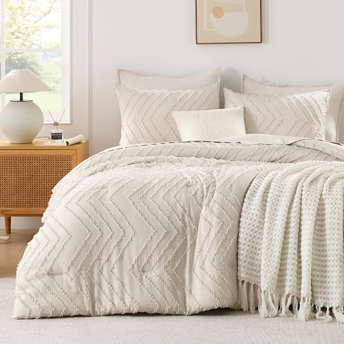Andency Oversized King Comforter Set 120x98 Beige - Extra Large Bedding
