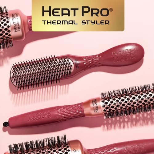 Olivia Garden HeatPro 7 Rows Thermal Round Hair Brush - Not Electrical, Heat Resistant Up to 550°F