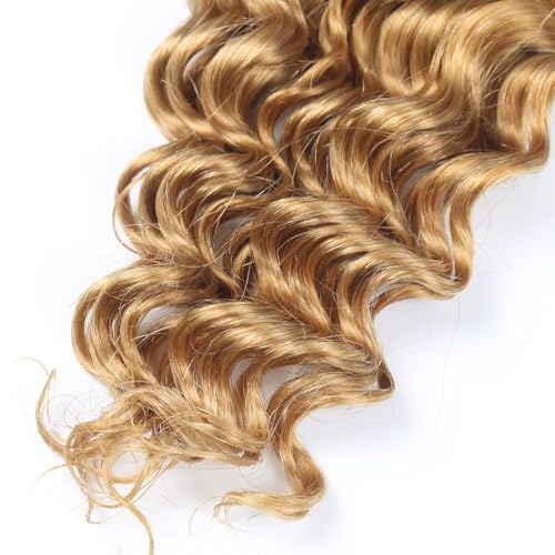 Blonde Human Braiding Hair Extensions - Deep Wave Boho 3 Bundles 18 Inch