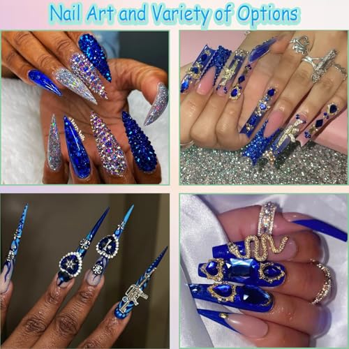 Blue 12 Types Diamond Rhinestones 2500 Flatback Mix 20 Styles DIY Nail Art + Tweezers