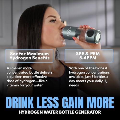 EVOLV Hydrogen Water Bottle - Black Carbon Ionizer, Leak Proof, Safe & Portable