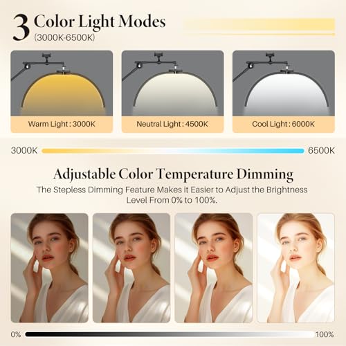Foldable Floor LED Lamp for Eyelash Extensions - Half Moon Lash Light Black