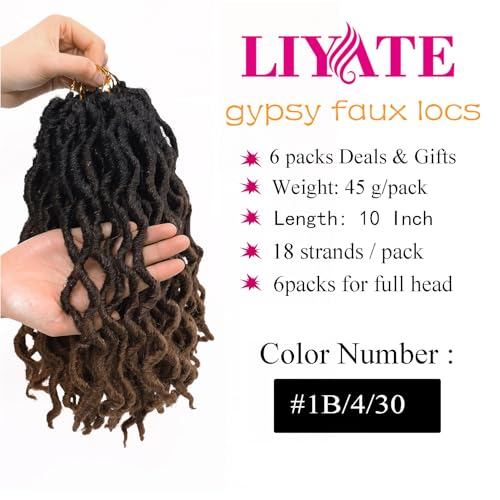 10 Inch Faux Locs Crochet Hair for Women - Soft Goddess Locs 6 Packs, 1B/4/30 Variation of THIS listing