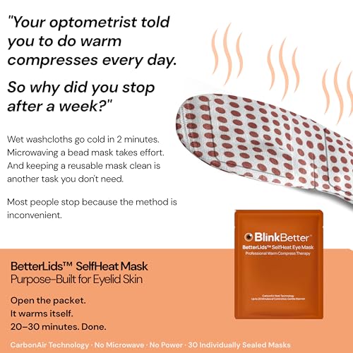 BlinkBetter Self-Heating Eye Masks (30 Pack) for Dry Eyes & Eyelid Care