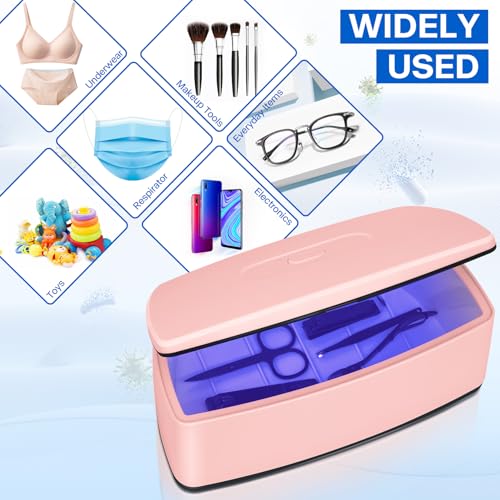 Nail Tools Sterilizer, Double Tube Blue Light Cleaning Function, USB Plug-In, 1l Large Capacity For Nail And Beauty Salon Tools, Jewellery, Glasses, Mobile Phone Sterilizer (Pink)
