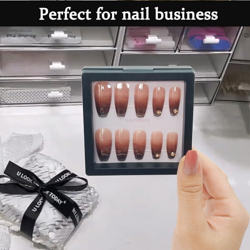 3.5 Inch Black Floating Nail Packaging Box Set with 90 Adhesive Tapes - 32 Pack