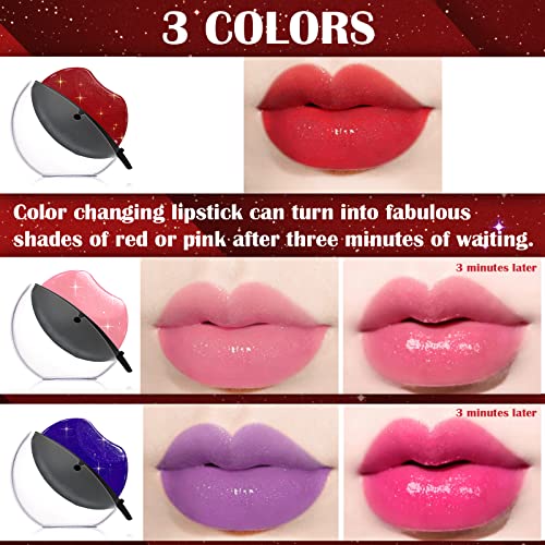 DAGEDA 3 Colors Lazy Lipstick, Pearl Lipstick Magic Color Changing Lipstick, Labiales Magicos Long Lasting Moisturizing Lipstick, Not Fade Lip Shape Lipstick for Lazy People£¨Color A£©