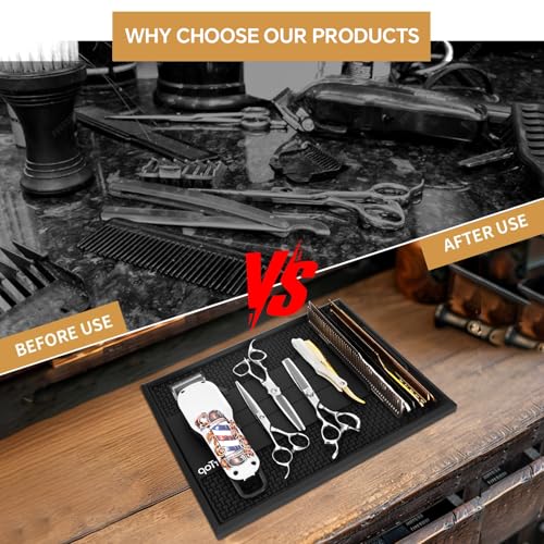 12.6 x 9.8 Inch Magnetic Barber Mat for Clippers & Tools, Anti-Slip Organizer