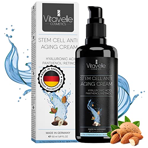 VITAVELLE Stem Cell Face Cream with Resveratrol & Squalane - Anti-Aging Moisturizer, Hydrating & Firming, 50ml
