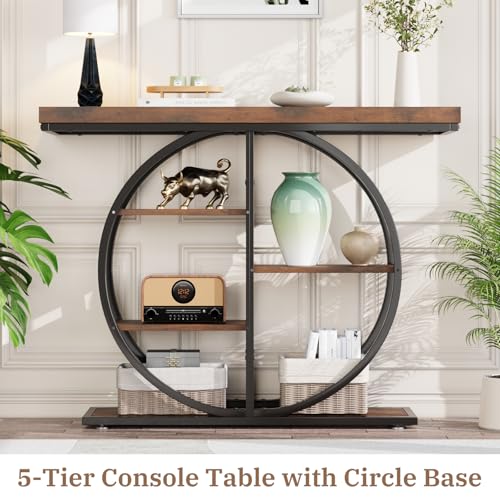 LIFECHOVY Rustic Brown 41.3" Industrial Console Table for Entryway
