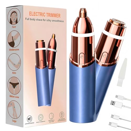 Infinity Choices Blue 2-in-1 Rechargeable Facial Hair & Eyebrow Trimmer with LED Light